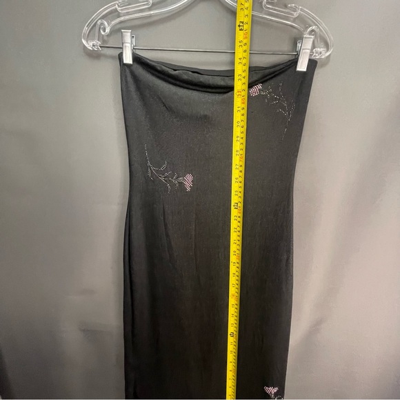 Vintage LE CHATEAU strapless slip dress with rhinestone flower design minimalist - Picture 4 of 16